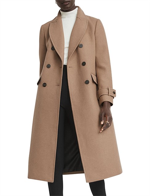 Witchery Wool Blend Longline Double Breasted Coat | David Jones