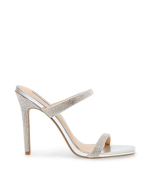 Steve Madden Vacate Heeled Sandals - Rhinestone Embellished Square Toe Stiletto