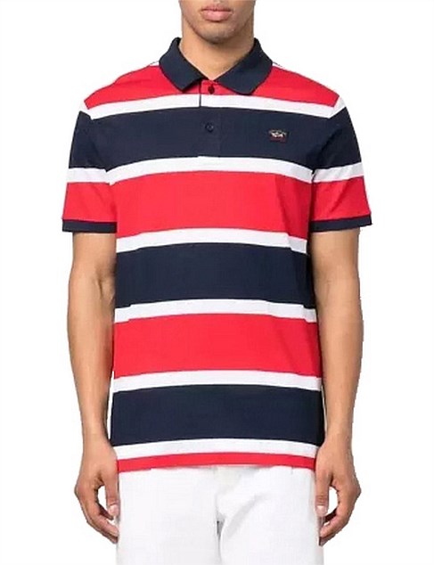 Paul & Shark Organic Cotton Pique Striped Polo | David Jones