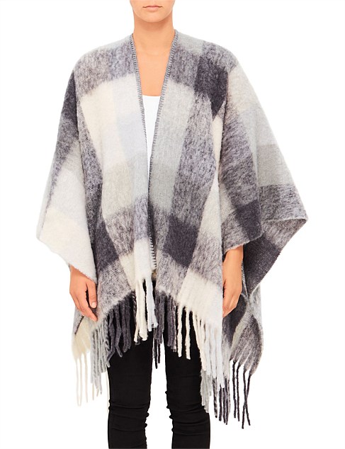 Milana Wool Plaid Ruana | David Jones