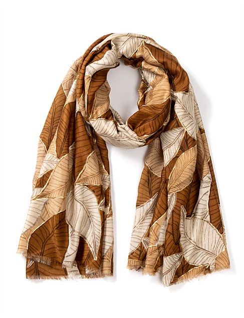 GlamLondon Women Large Leaf Print Scarf, ZSC