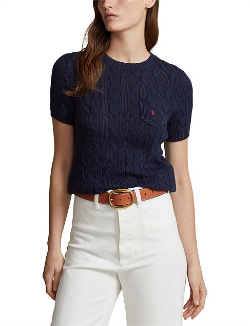 Polo Ralph Lauren Cable knit Cotton Short sleeve Sweater David Jones