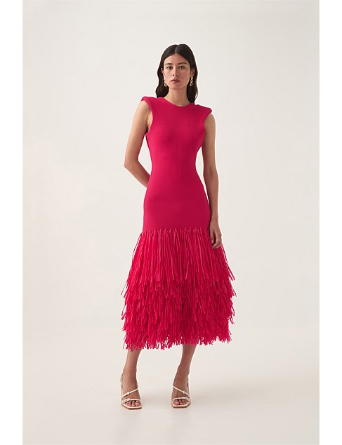 Aje Rushes Raffia Knit Midi Dress David Jones