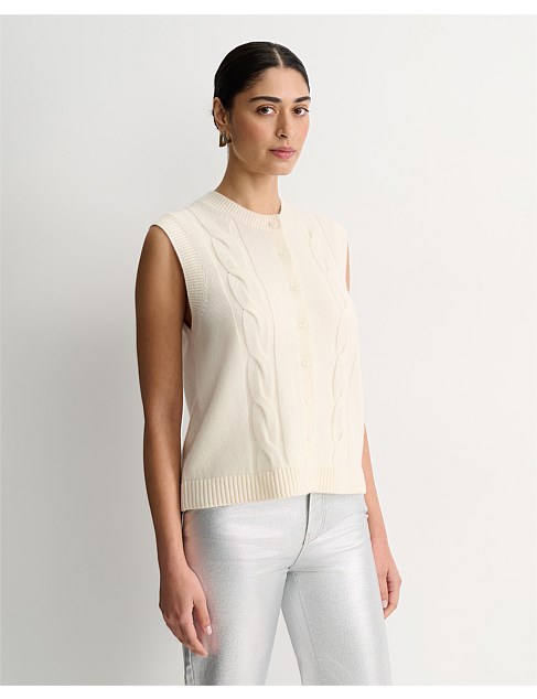 Sportscraft Pearl Chunky Cable Vest | David Jones