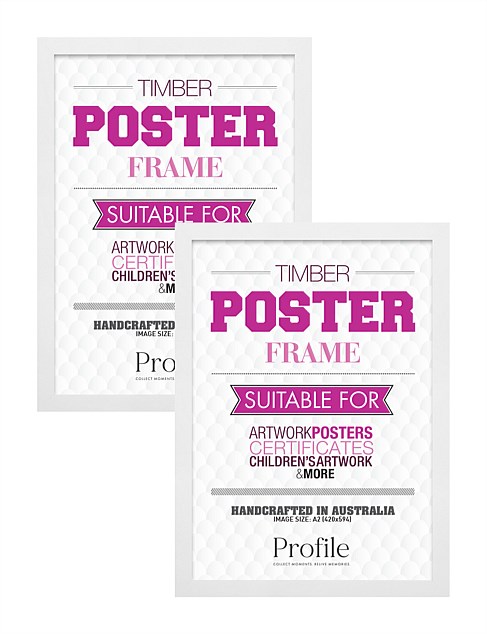 Profile Australian Made Timber Poster Frame A2 White (2 Pack) | David Jones