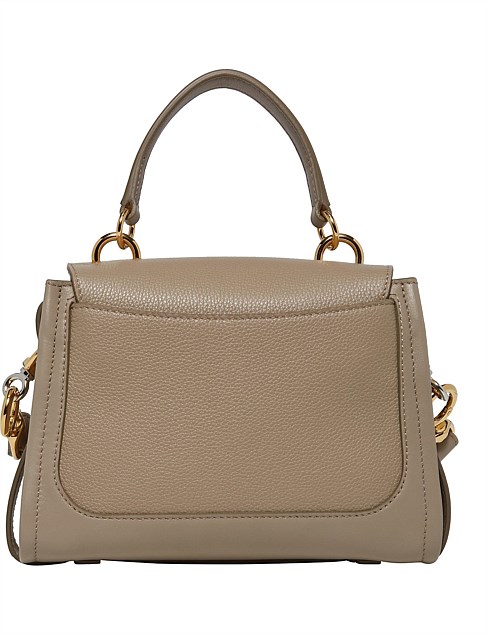 Chloé Mini Tess Day Bag In Grained & Shiny Calfskin Motty Grey