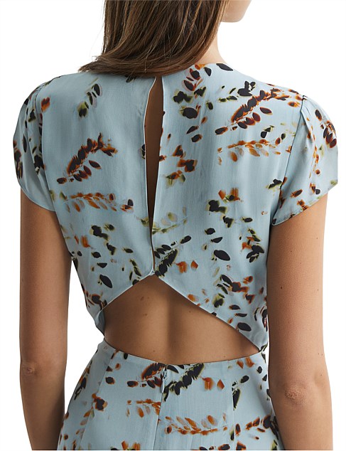 Reiss Livia Blur Floral Midi Dress With Cut-out Back David Jones