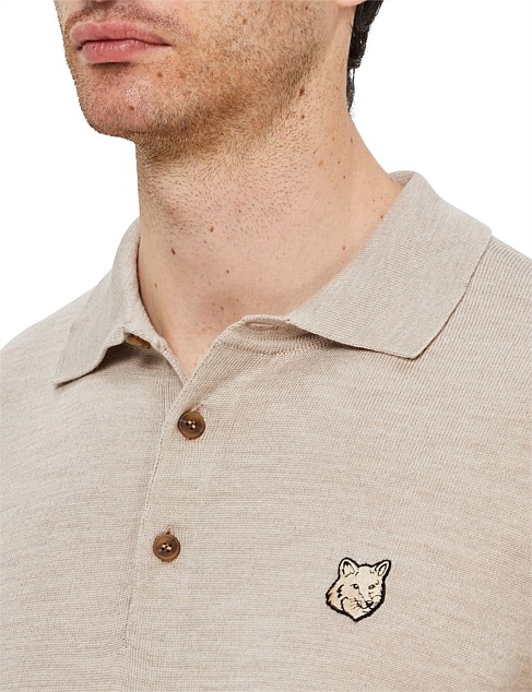 Maison Kitsune Bold Fox Head Patch Polo Jumper Ink Blue