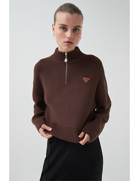 Aje Studio Naia Quarter Zip Knit | David Jones