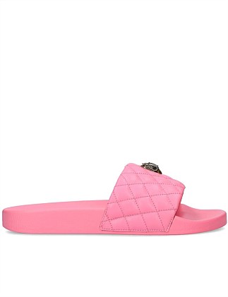 Women's Slides | David Jones - Meena Eagle Pink Quilted Slides