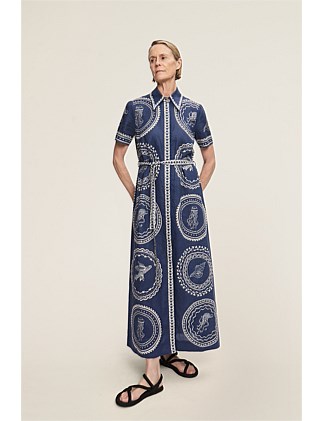 Alemais Ocean Linen Shirtdress in Blue Print Size 6  - Image 1