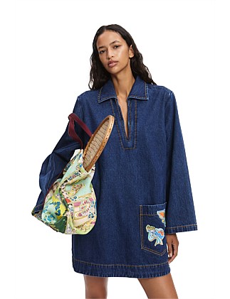 ALEMAIS SPEEDY DENIM MINI DRESS SIZE 10/L - Image 1