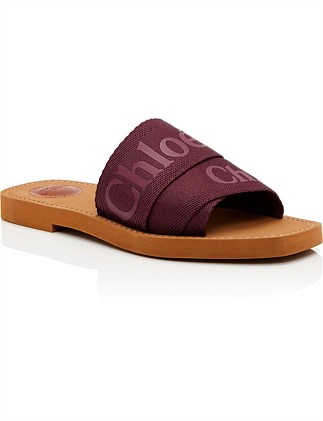 Chloé Woody Canvas Rubber Flat Mule David Jones