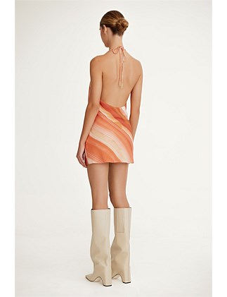Significant Other Patrice Halter Mini Dress in Sherbet Stripe Size AU 10 - Image 3