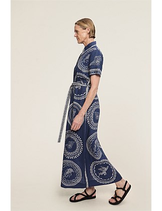 Alemais Ocean Linen Shirtdress in Blue Print Size 6  - Image 2