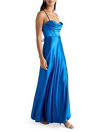 Forever New Luna Corset Satin Maxi Dress Blue Size 8/S - Image 4