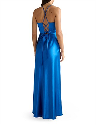 Forever New Luna Corset Satin Maxi Dress Blue Size 8/S - Image 2