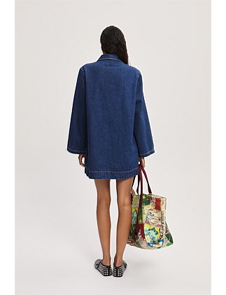 ALEMAIS SPEEDY DENIM MINI DRESS SIZE 10/L - Image 4