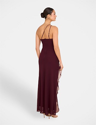 Pilgrim Dietrich One Shoulder Maxi Dress in Burgundy Size AU 14 - Image 3