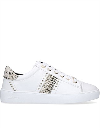 carvela white and gold trainers