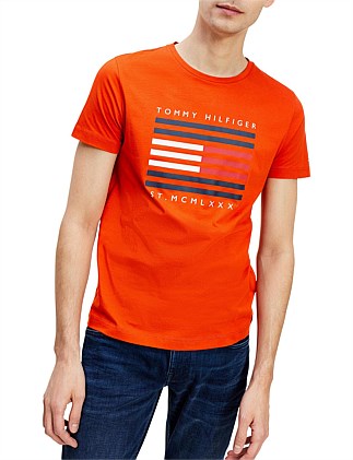 tommy jeans coloured lines logo tee white