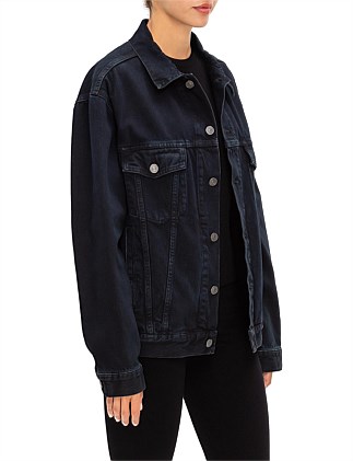 Balenciaga Denim Jacket With Pink Logo | David Jones