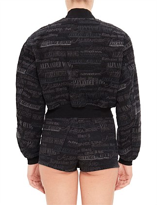 Alexander Wang All Over Embroidered Zip Front Bomber Jacket