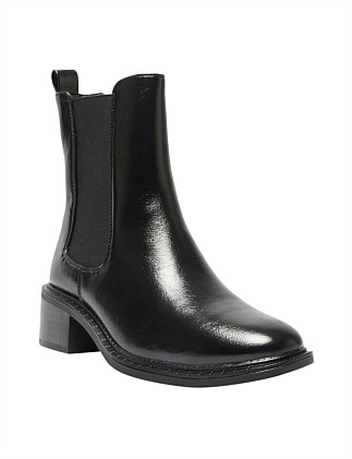 black patent ankle boots